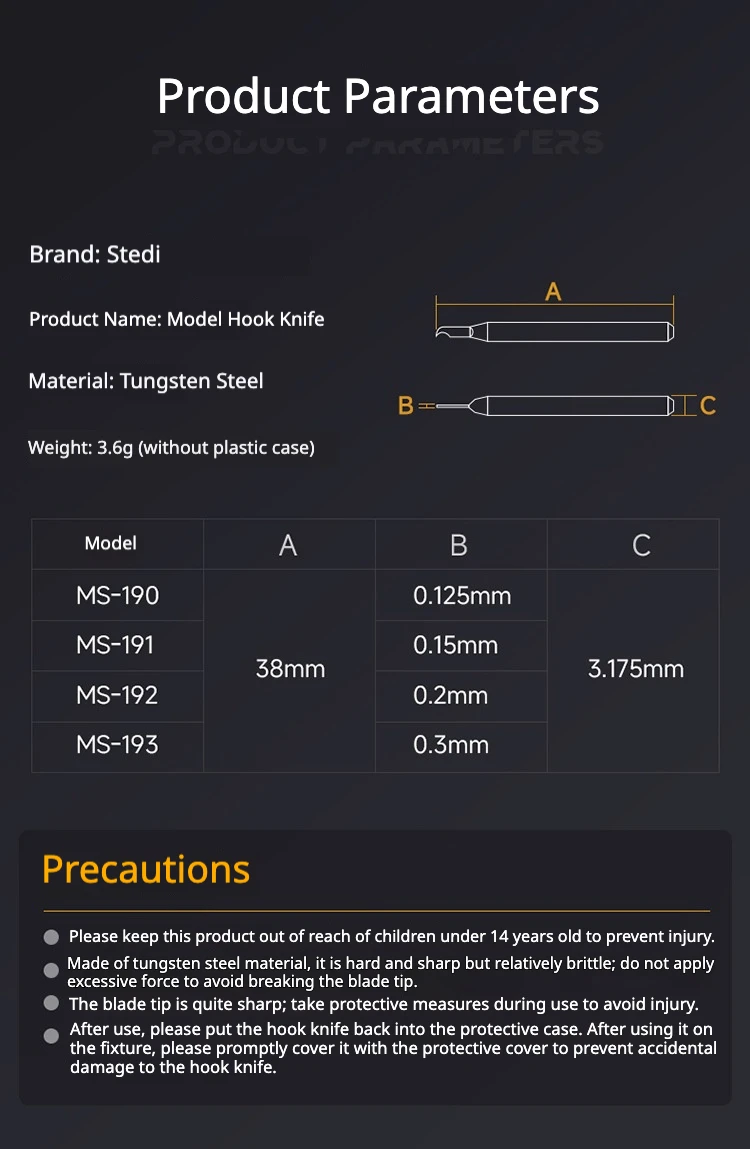 Stedi MS-190 Präzisions-Adlerschnabelmesser 0,125-0,30 mm mit glatten Schneidkanten, Handwerkzeug zum Trimmen und Schnitzen von Gundam-Modellen – Detail 11