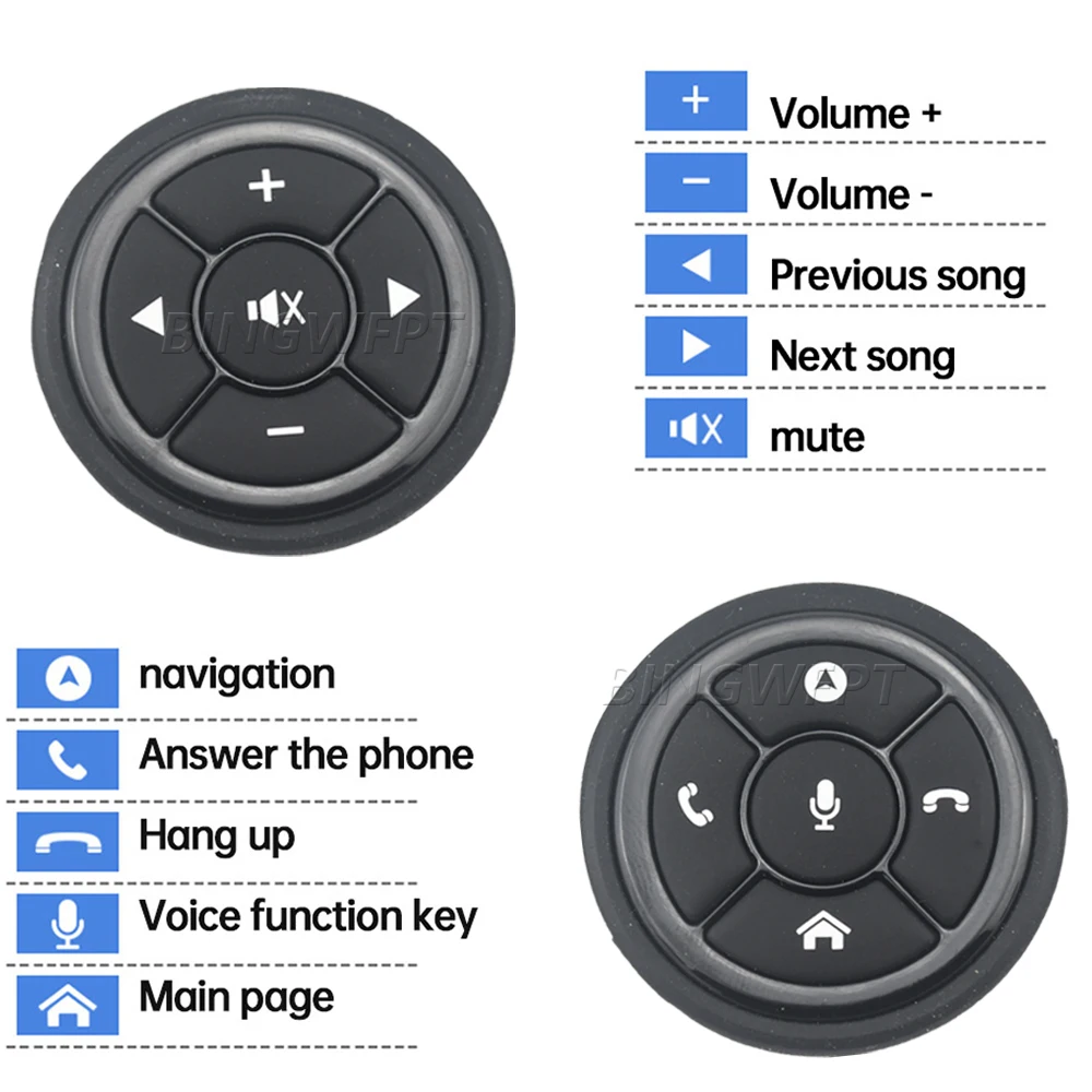 Car Steering Wheel Wireless Bluetooth Remote Control Button Universal For Android Car Kit Styling Media Volume Button 10 Key