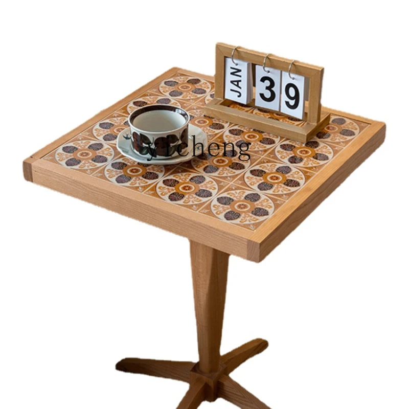 

Zk Solid Wood Sofa Eight-Immortal Table Side Table Vintage Cherry Mid-Ancient Balcony Bedside Coffee round Table