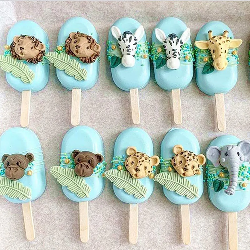 Jungle Animal Turtle Leaves Fondant Biscuit Mold Baking Cookiel Stamp Mould Safari Birhtday Party Mousse Cake Decoration