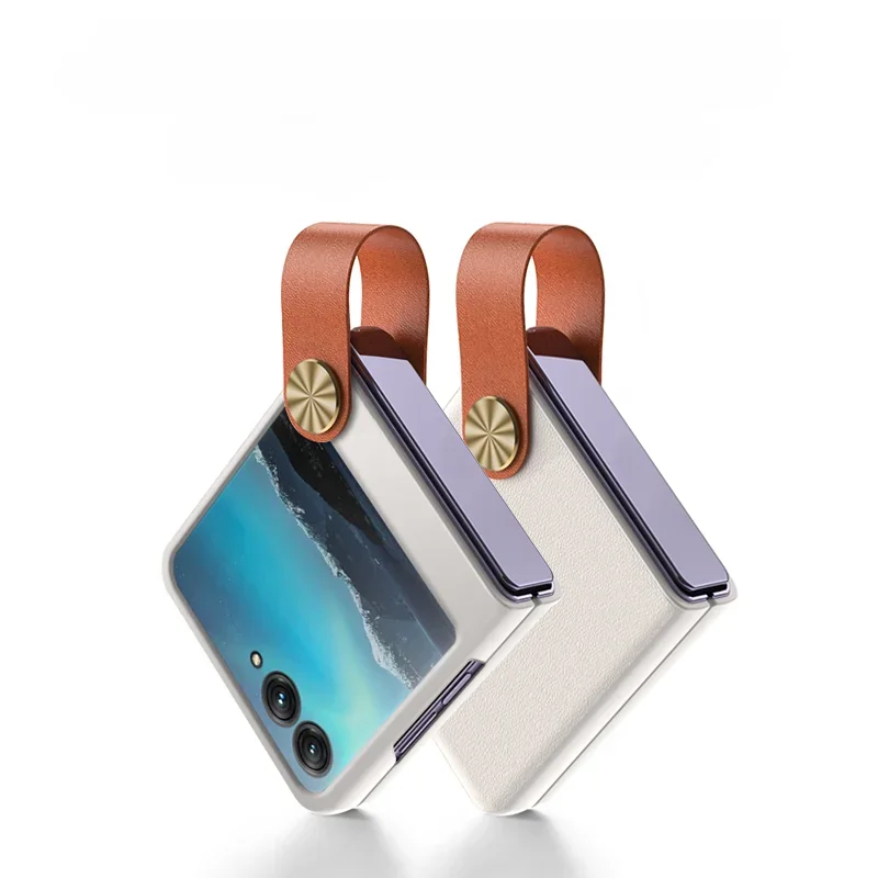 Luxury Leather Phone Case with Wrist Strap and Shockproof Cover