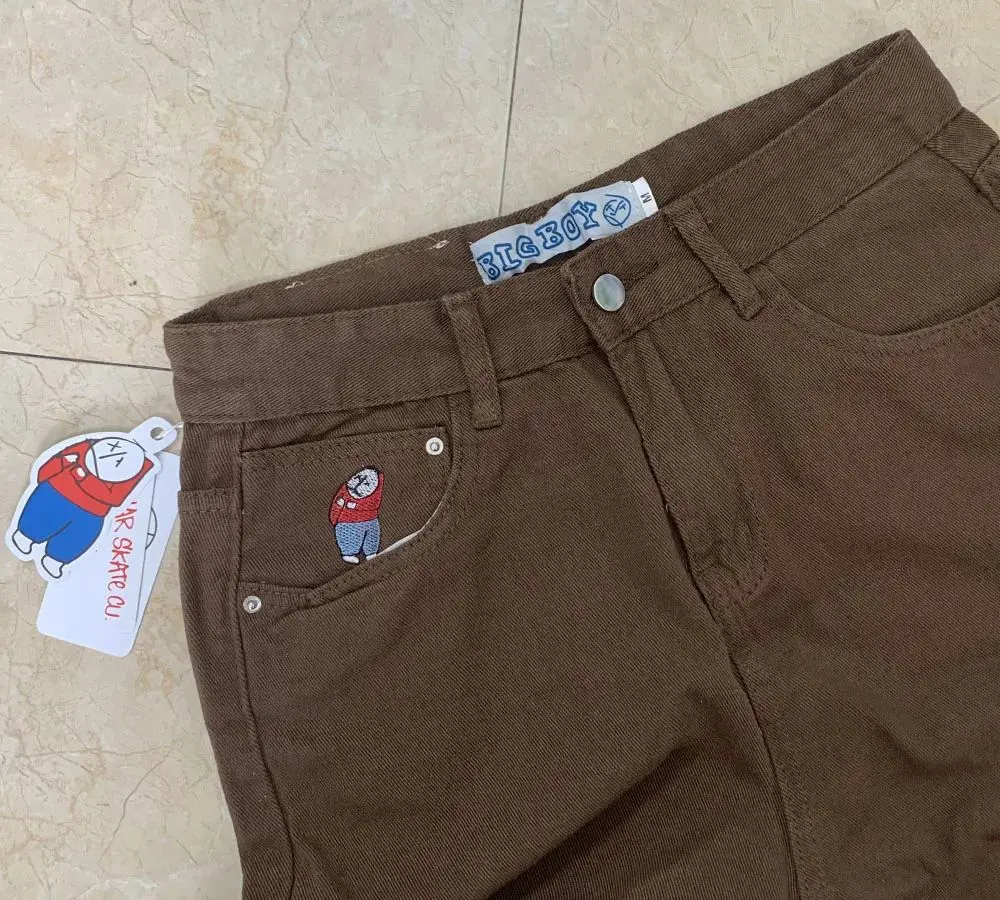 Polar Big Boy Y2K Embroidery Jeans Streetwear Gothic C Five-Quarter Pants Unbranded Spring 2025