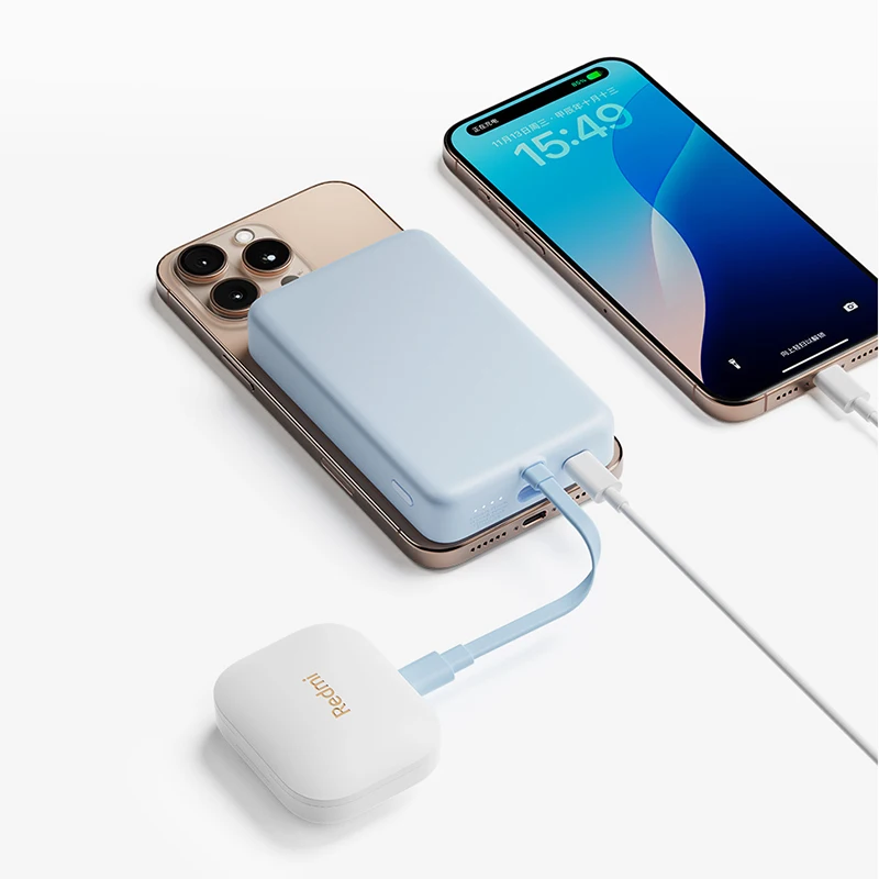 Xiaomi Magnetic Wireless Power Bank 10000 Built-in Cable 33W USB-C 7.5W Qi Wireless Charging for iPhone 16 15 Xiaomi 15 14 6
