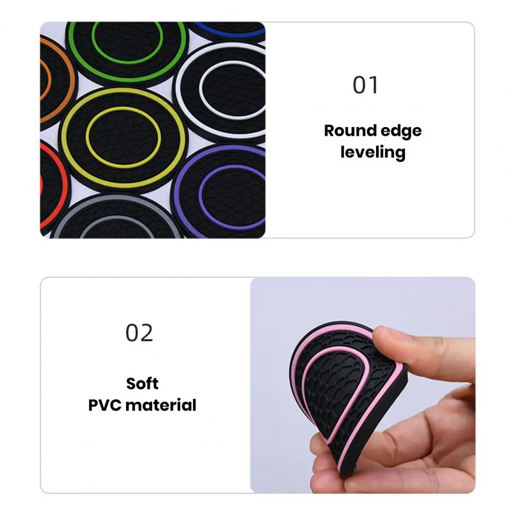 Car Coasters For Cup Holders Non-Slip Design Waterproof PVC Coaster Universal Automotive Cup Mat Car Interior Accessories cup holder coasters car coaster pads