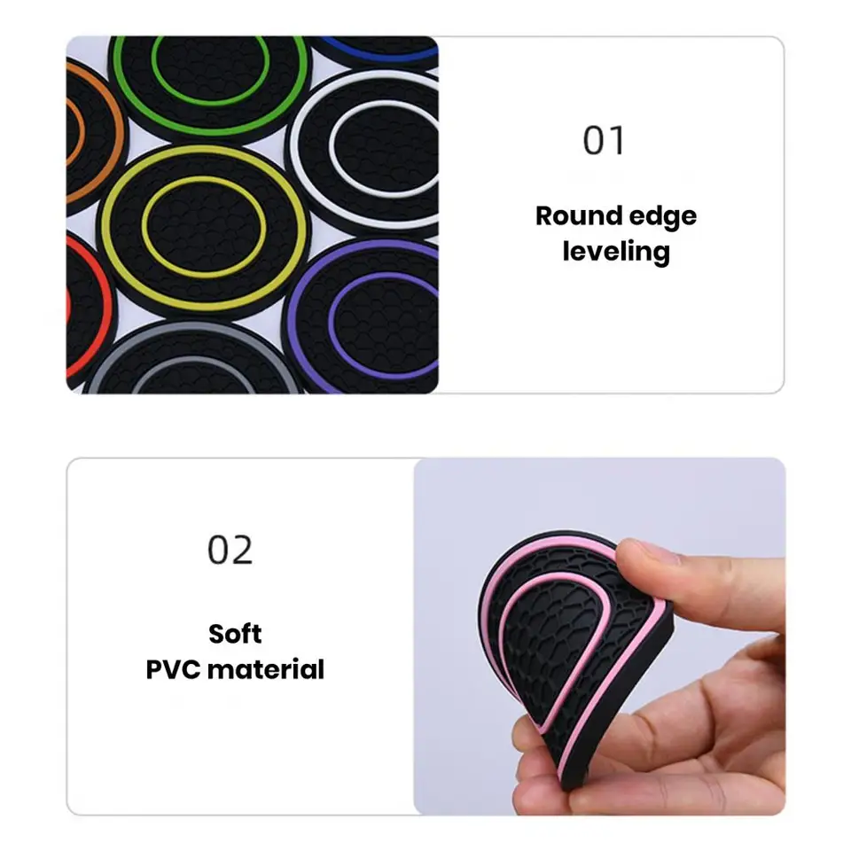 Suvnie 2 stuks onderzetters voor autobekers, 6,75 cm siliconen antislip bekerhouder inzetonderzetters, universeel voertuig verzonken drinkbekermat voor de meeste vrachtwagens, SUV's