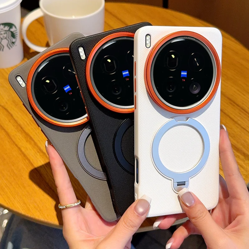 Magnetic Rotating Stand Holder PU Leather Phone Case - Pure Color Design