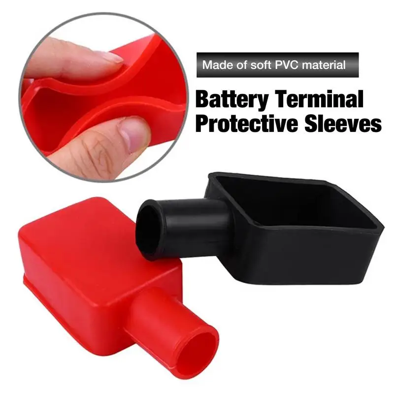 Terminal Covers 2Pcs Universal Car Battery Terminal Cap Negative Positive Protector Replacement Parts Car Batteries Accessories