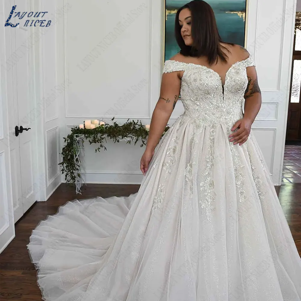 Wedding dresses LAYOUT NICEB Plus Size Appliques Sweetheart Wedding Gowns Backless Off Shoulder Bridal Dresses Back Lace Up vestidos para mujer