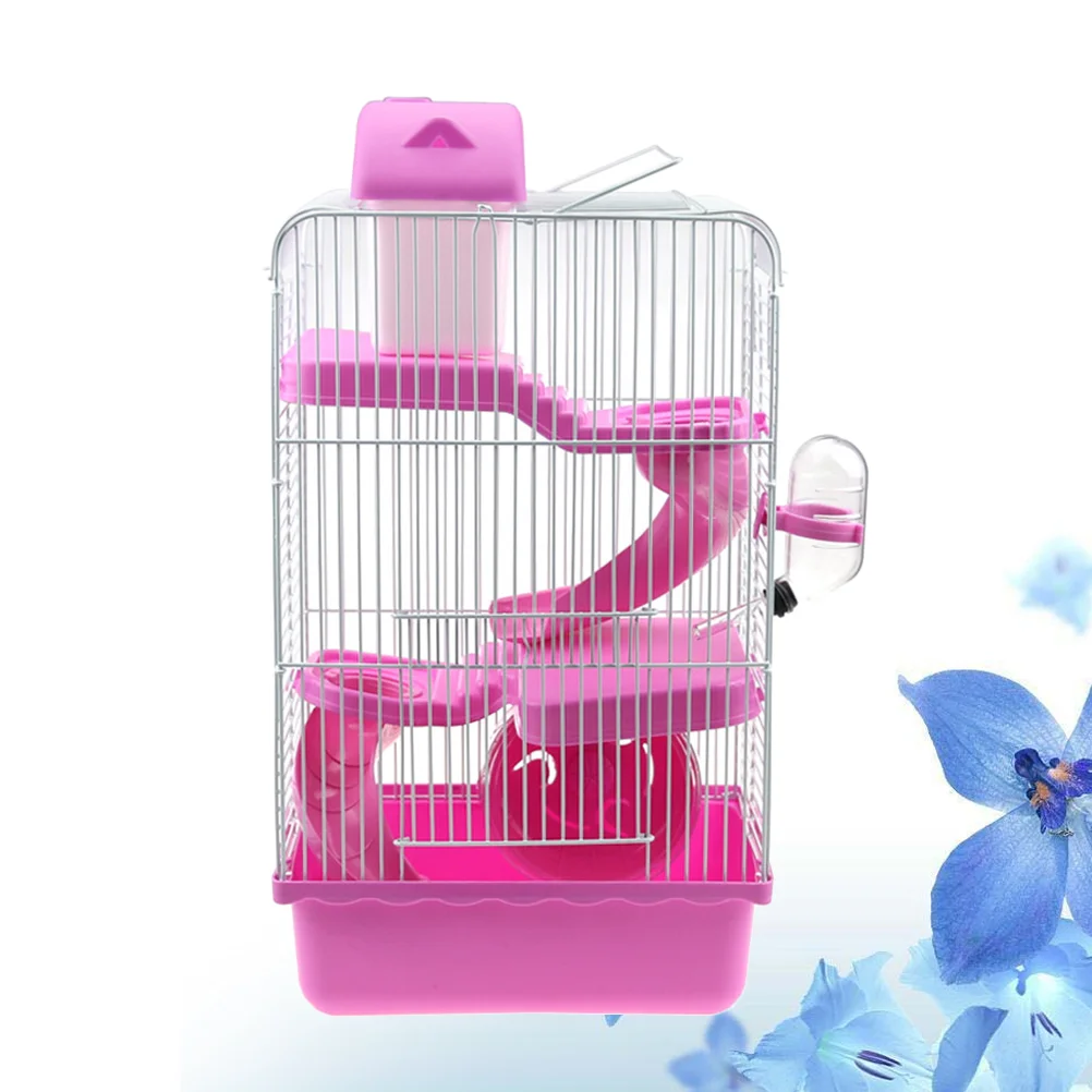 

Large Hamster Cage Three Layers Hamster Cage Includes Water Bottle Exercise Wheel Dish Hamster Hide- Out Small House for Pets