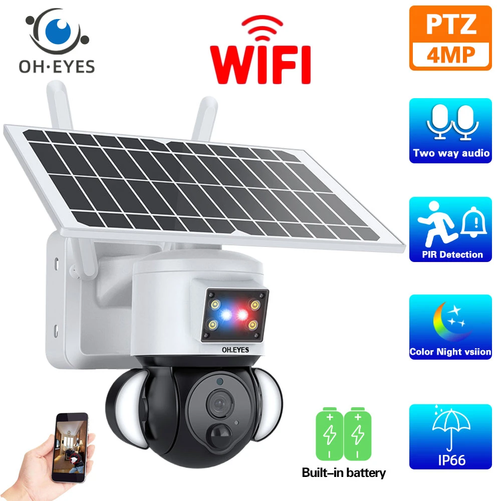 4MP Wifi Solar Powered Camera Outdoor Waterproof Color Night Vision ...
