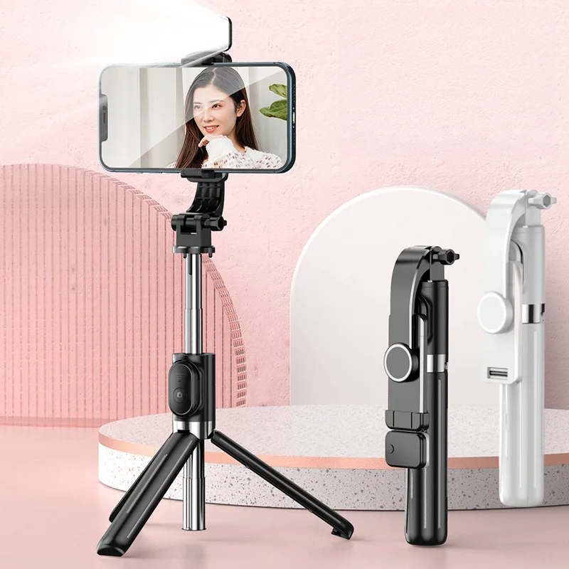 Z8 블루투스 무선 셀카봉 (리모컨 셔터 포함) LED 조명 휴대용 접이식 폰 스탠드 홀더 삼각대