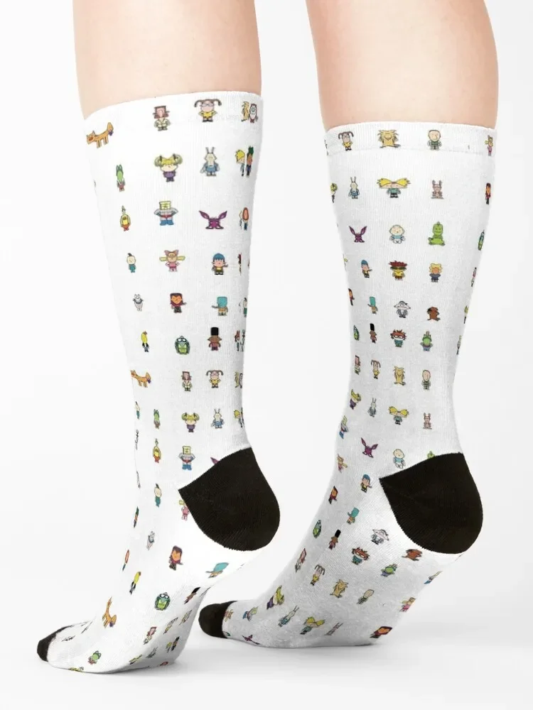 90s Cartoon Stickers, Nick Cartoons Socks football kids funny sock Men Socks Women's