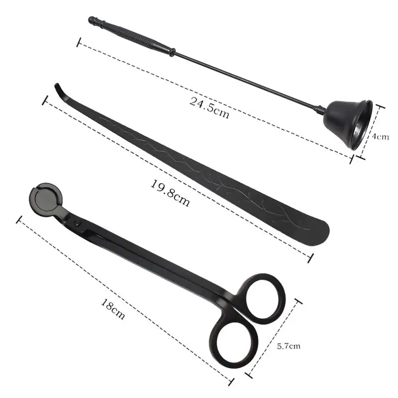 Candle Wick Trimmer Scissors Extinguisher Hooks 3PCS Candle Accessories Set Home Care Tool Stainless Steel Portable candle wick trimmer