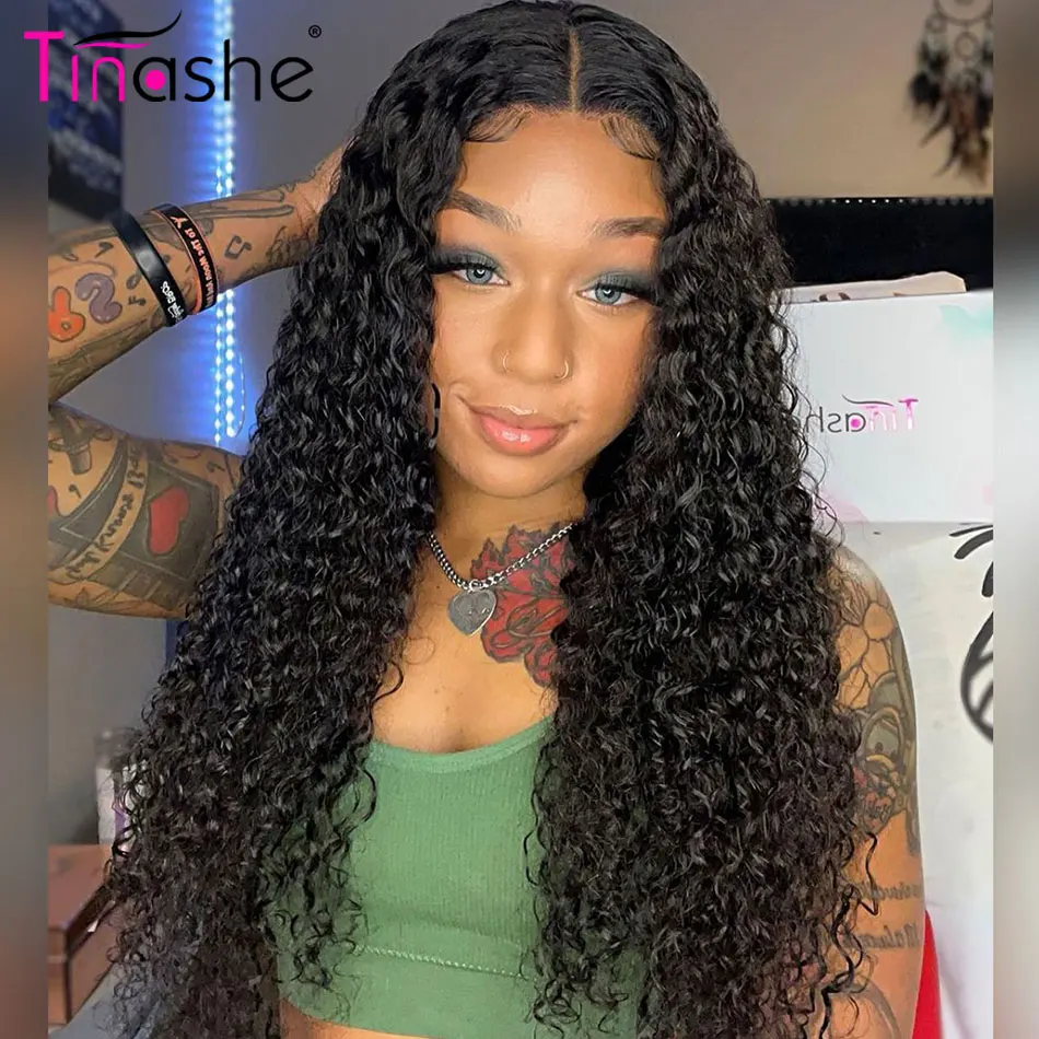 Tinashe Glueless Deep Wave Closure Wig 4x4 6x5 HD Lace Closure Wig Curly Human Hair Wigs Wear Go 200 Density HD Lace Frontal