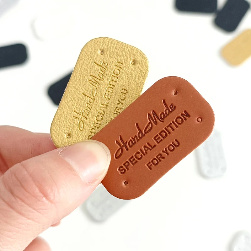 Small Handmade Leather Clothing Labels for Gift Hat Sewing Leather Tags Hand Made Skin DIY Decorative Tags 25/50Pcs leather labels clothing labels leather tags garment labels sewing labels