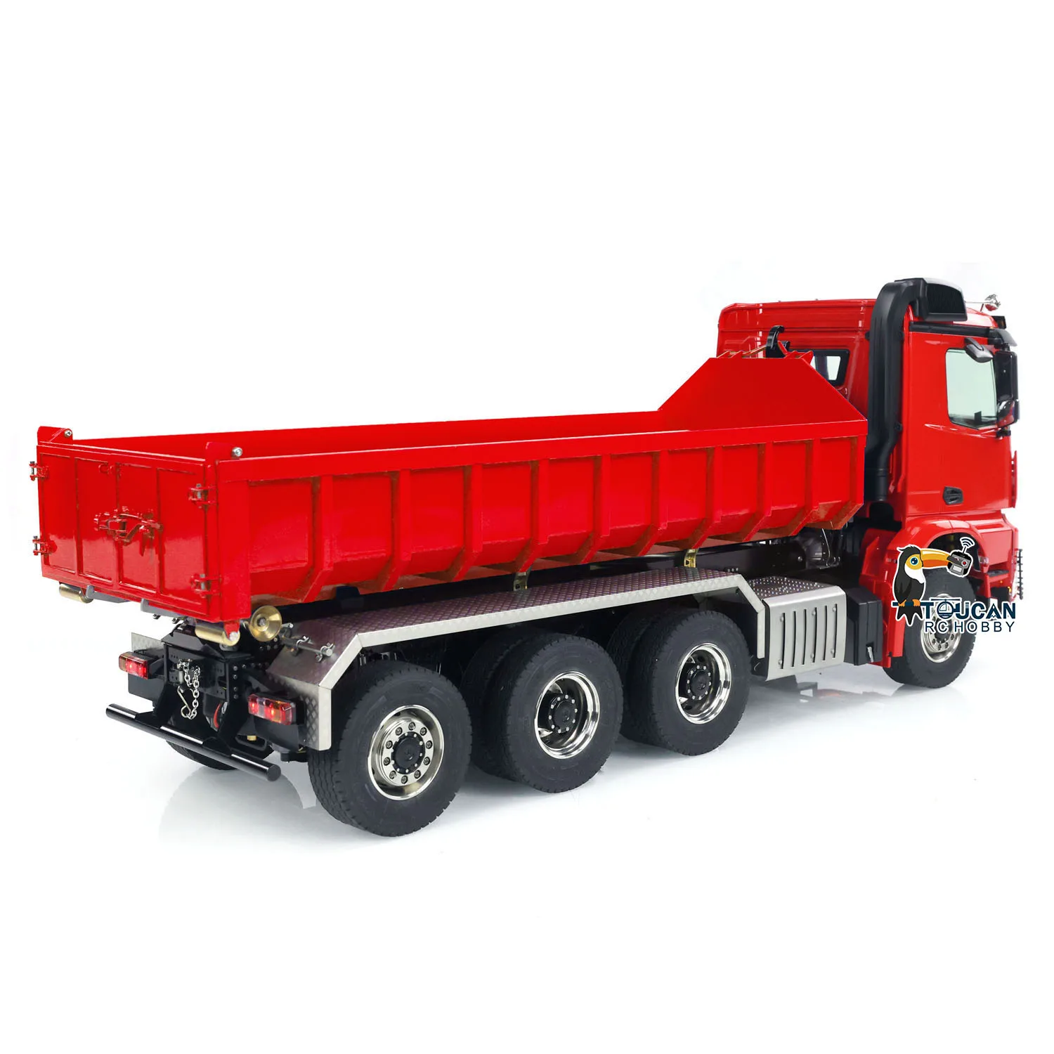 1/14 RC Hydraulic Full-dump 8x8 Truck Metal Roll Off Dumper Car 3-speed Gearbox Model with Light Sound Rear Axle Lifting TH23685 4