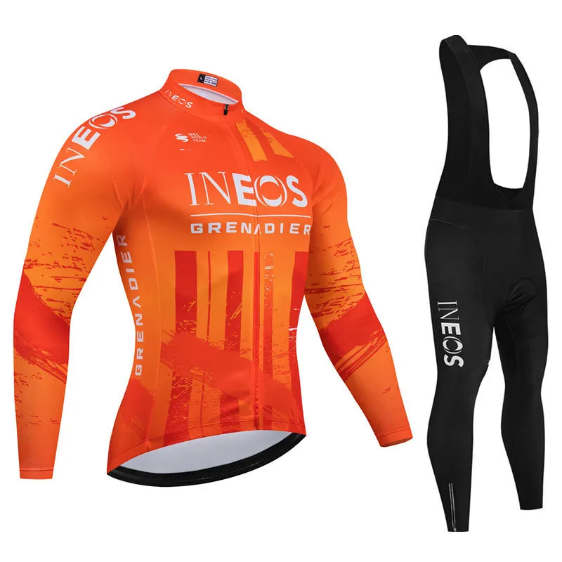 Ineos Pro Team Autumn Long Sleeve Cycling Jersey Set Bib Pants Ropa Ciclismo Clothing Bike Uniform Men Bicycle Clothes Mailllot