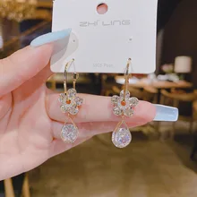  Pinkdudu Retro Fashion Blue Flower Drop Earrings Simple Sparkling Water Drop Earrings for Women Jewelry Gifts PD801 