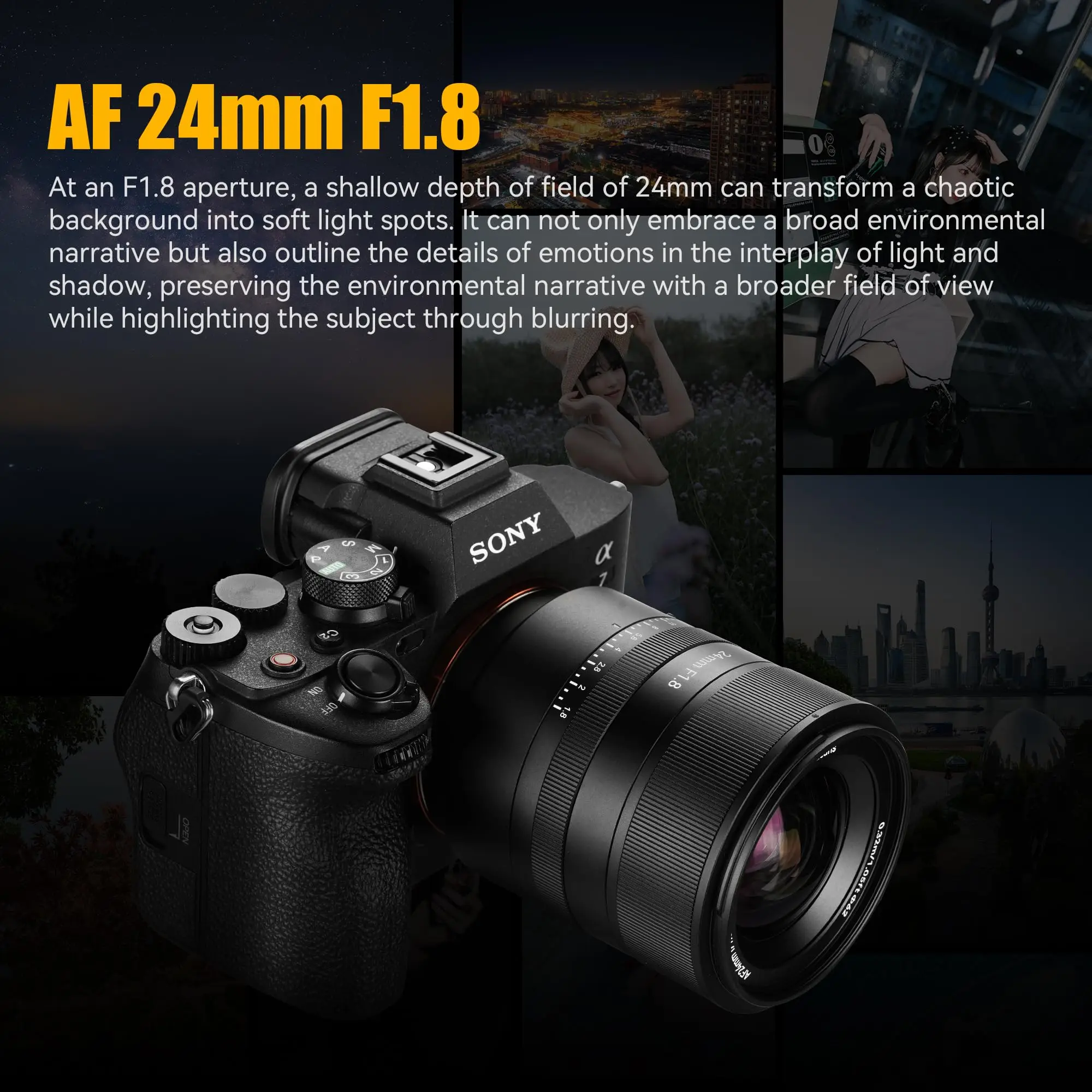 AF 24mm F1.8 7artisans 카메라 렌즈 ( E 마운트, 풀프레임, 대구경, 프라임, STM 자동/수동 초점, 얼굴/눈 자동 초점)