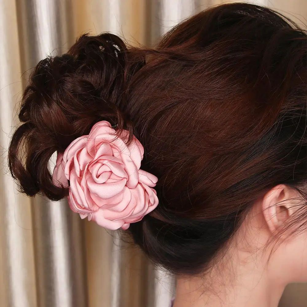 

Elegant Beauty Chiffon Lady Korean Accessories Rose Flower Hair Claw Jaw Hair Clip Barrette