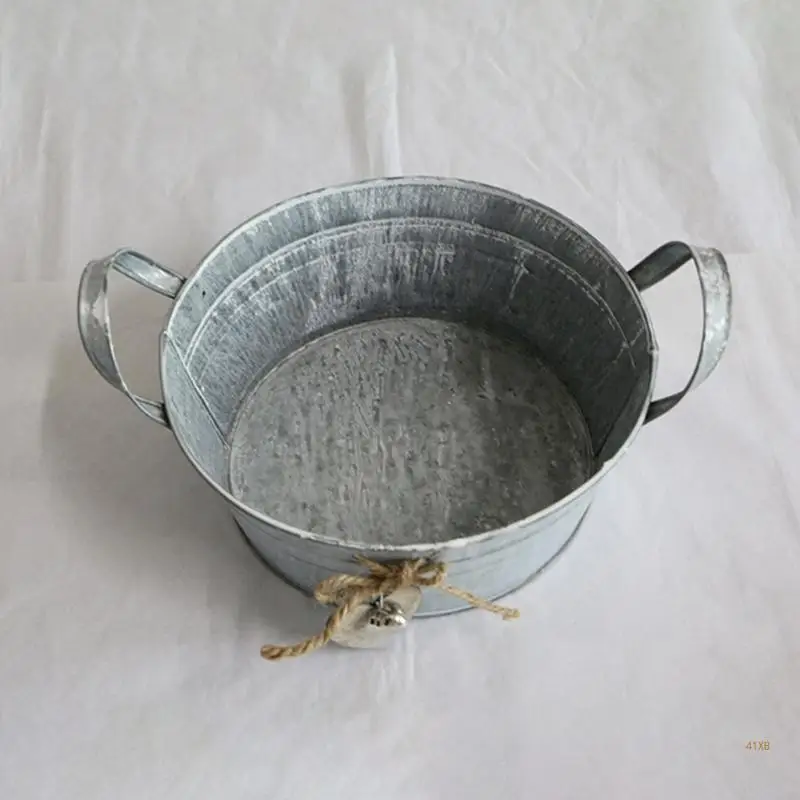 Small Galvanized Buckets Oval Metal Pails For Plants Rustic Home Decor 41XB 1 Pack