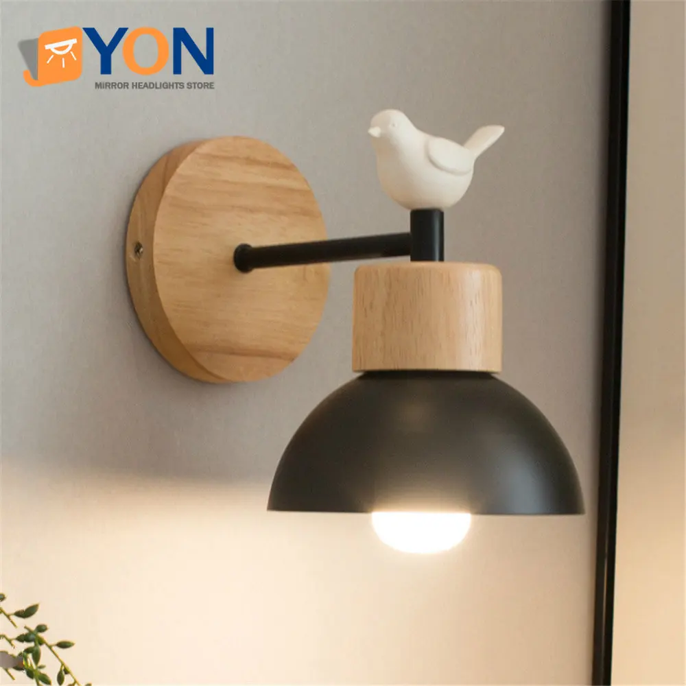 

Modern Bedroom Bedside Bird Nordic Wall Sconces Led Wall Light Creative Wood Lighting Fixtures for Balcony Staircase