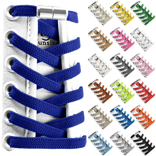 1Pair Elastic No Tie Shoelaces Flat Type ShoeLace Quick Metal Lock Laces  Shoe Strings for Kids and Adult Sneakers Strings - AliExpress