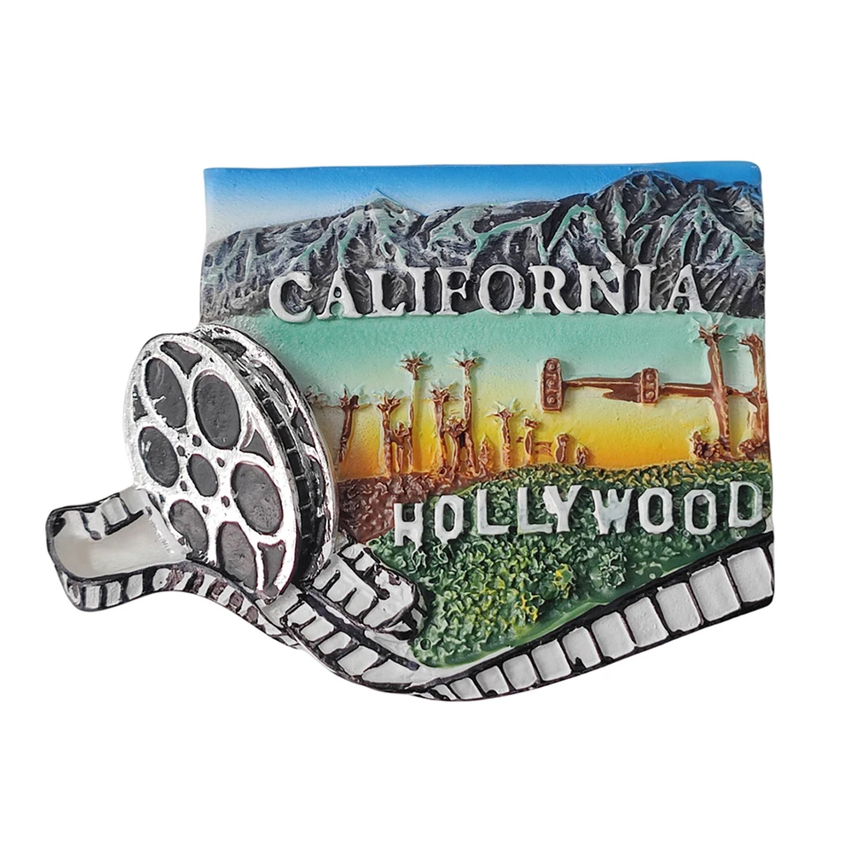 Magnete Frigorifero 3D Hollywood California – Souvenir Di Viaggio In Resina, Fatto A Mano, Regalo Turistico