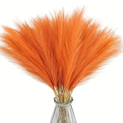 Set of Red Artificial Reeds - Tall Plush Faux Grass for Elegant Wedding and Party Decor (Orange)