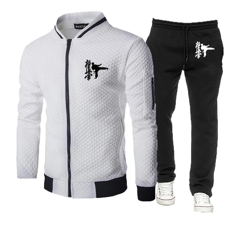 Kyokushin Karate Printing Fashion 2023 New Men's Spring and Autumn Slim-fit Long-sleeved Sportswear Pants 2-piece Set