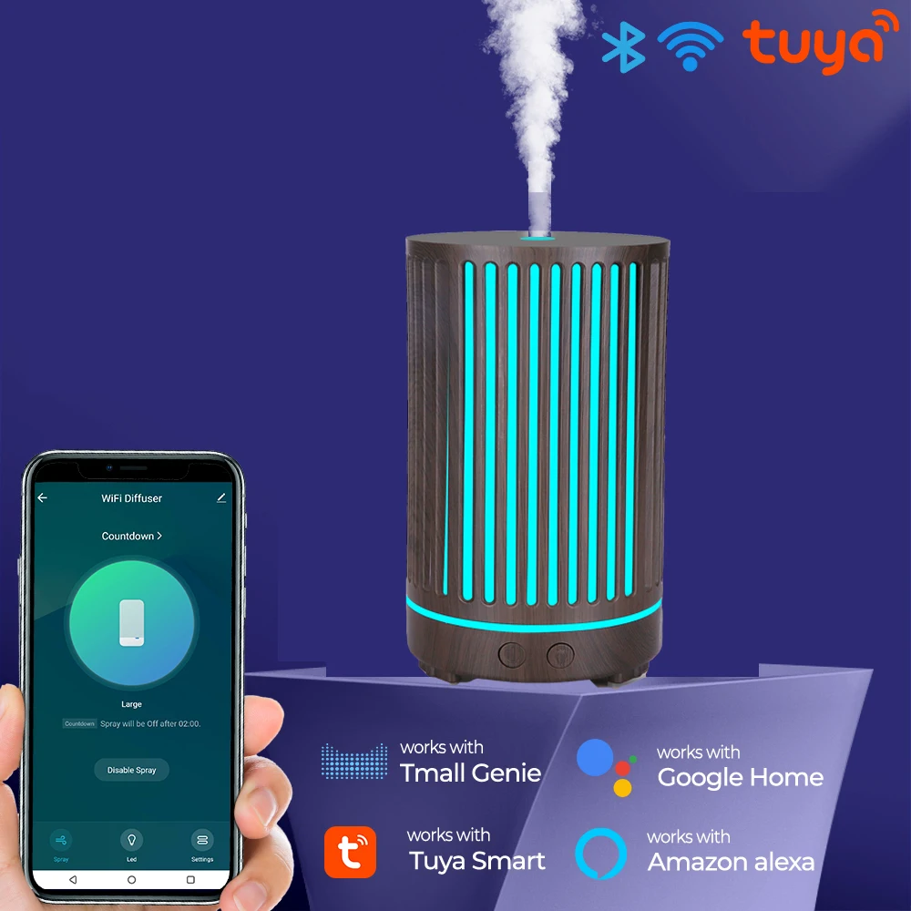 

Tuya smart aroma diffuser wifi wireless oil essential diffuser air Humidifier Mist with LED Light App and Voice Remote Control