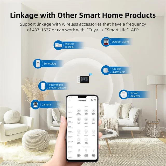 TUYA WIFI Smart GSM Alarm System Smart Life Security Protection For Home with PIR Wireless Solar Siren Alexa 3