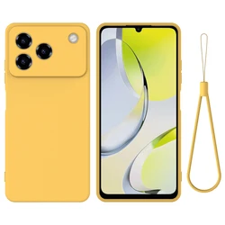 Silicone Ultra - Thin Anti - Fall Shockproof Case with Lanyard for ZTE Blade A56 Pro 4G (YELLOW)