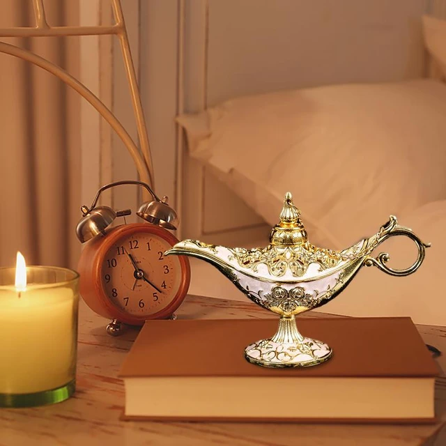 ERMAKOVA 12cm(4.7)Classic Rare Hollow Legend Aladdin Magic Genie Lamps  Incense Burners Retro Wishing Oil Lamp Home Decor Gift - AliExpress