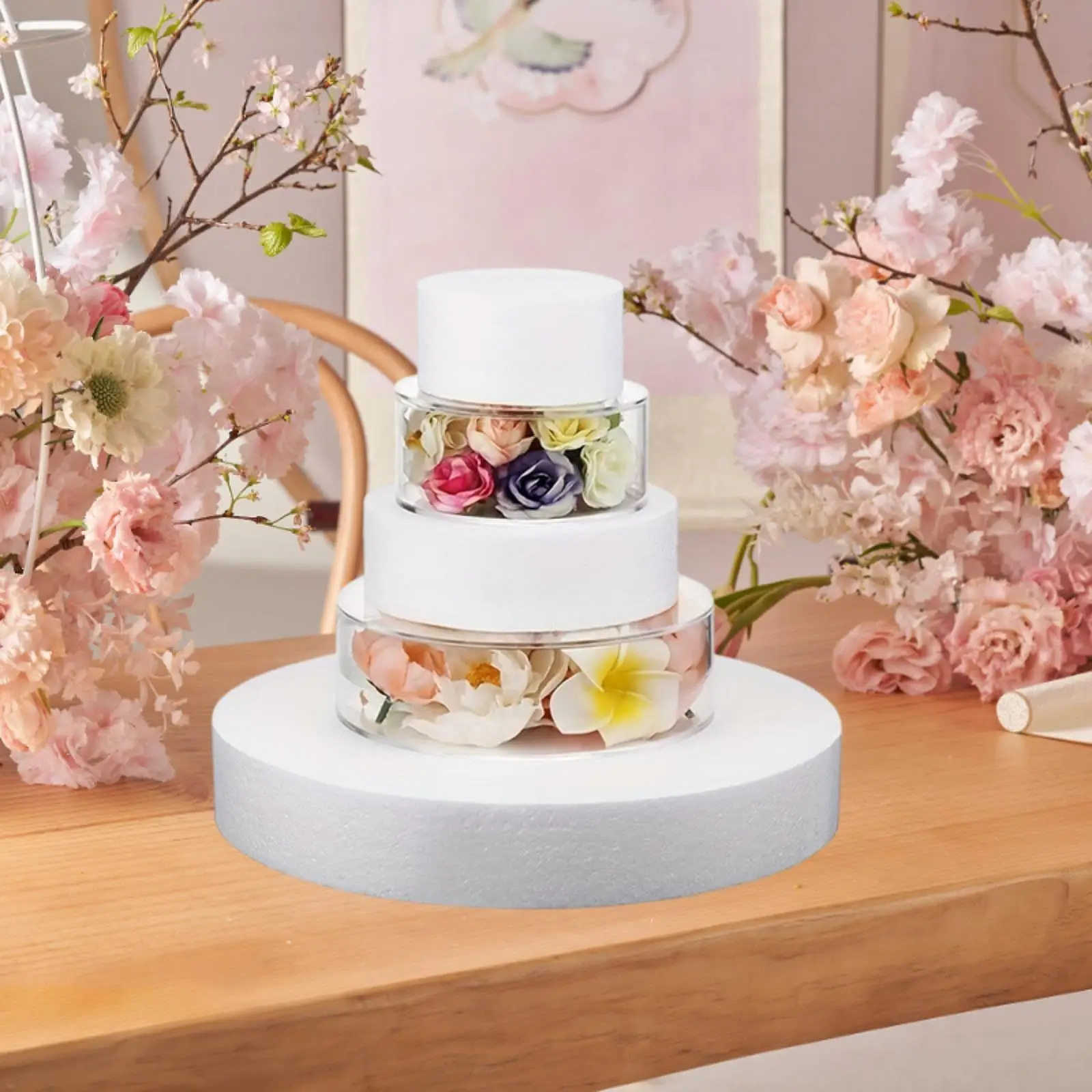 Cake Display Box Clear Acrylic Cake Stand Riser Cylinder Pedestal Stand for Tabletop Display Food Engagement Party Birthday