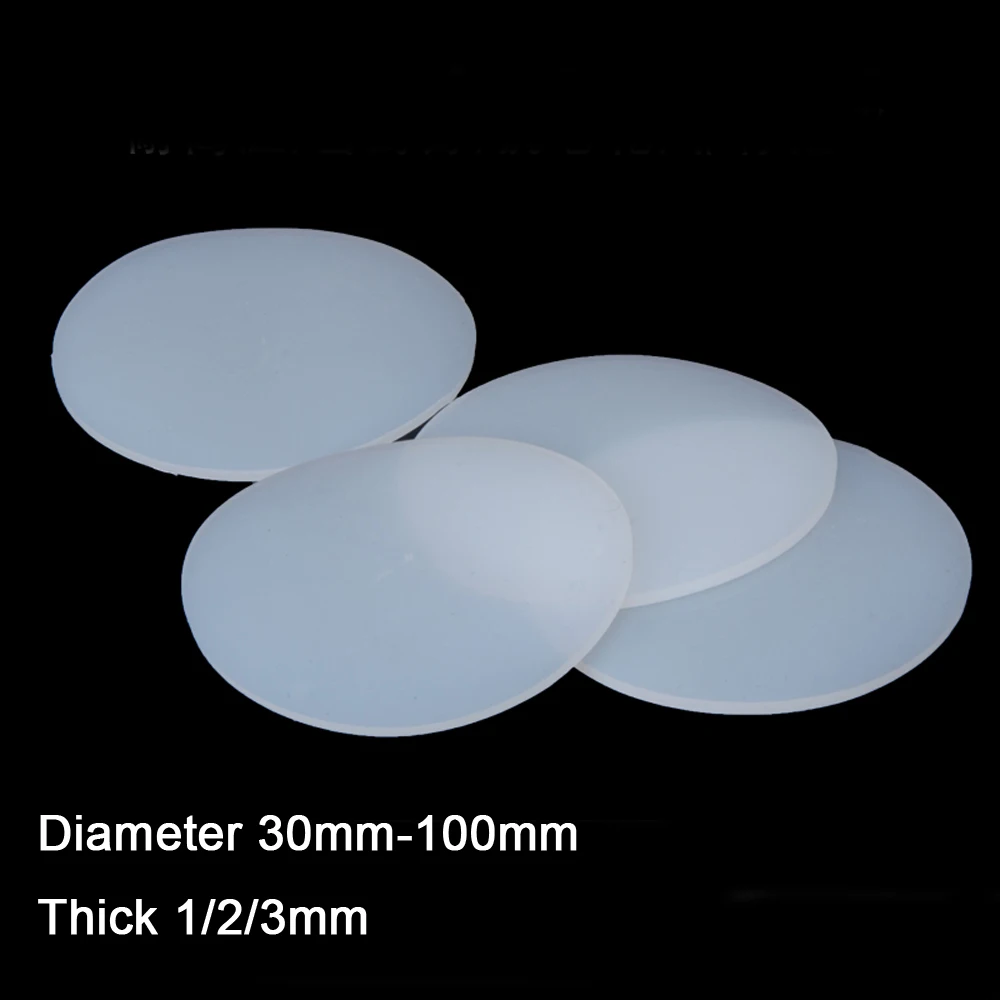 Silicone Rubber Pads 1/2/5/10pcs White Round Silicone Rubber Sheet Seal Gaskets Pad Diameter 30/40/50/60/70/80/90/100mm Thick 1/2/3mm sealing gasket rubber sheet silicone rubber pads