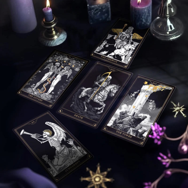 2025 Premium Skull Black Tarot Original Rider Waite Style
