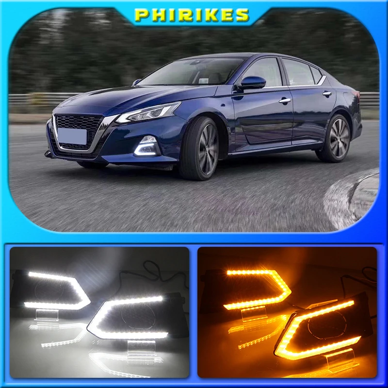 

2PCS LED Daytime Running Light Waterproof Car 12V LED DRL fog Lamp with Turn Signal style Relay For Nissan Altima Teana 2019