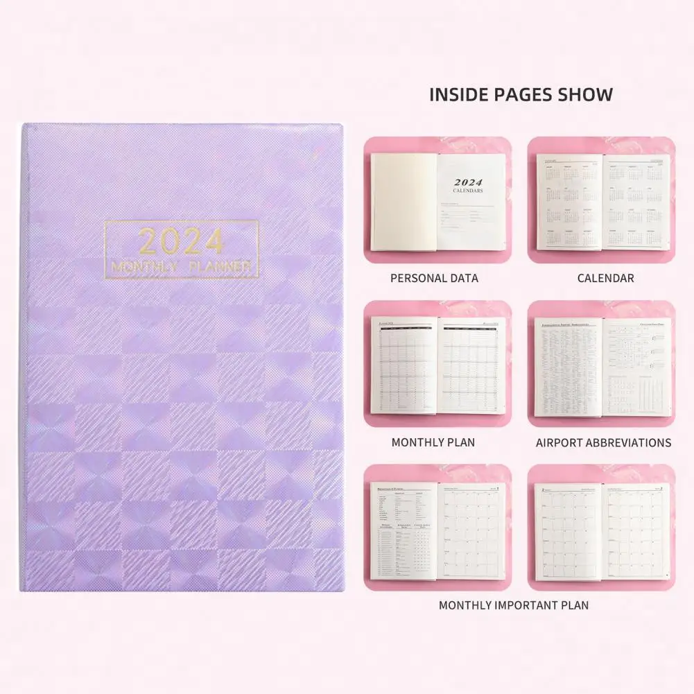 

Блокнот для управления временем, эффективное управление временем, установка цели с 2024 года, блокнот А5 на английском языке Starlight для ежемесячных целей