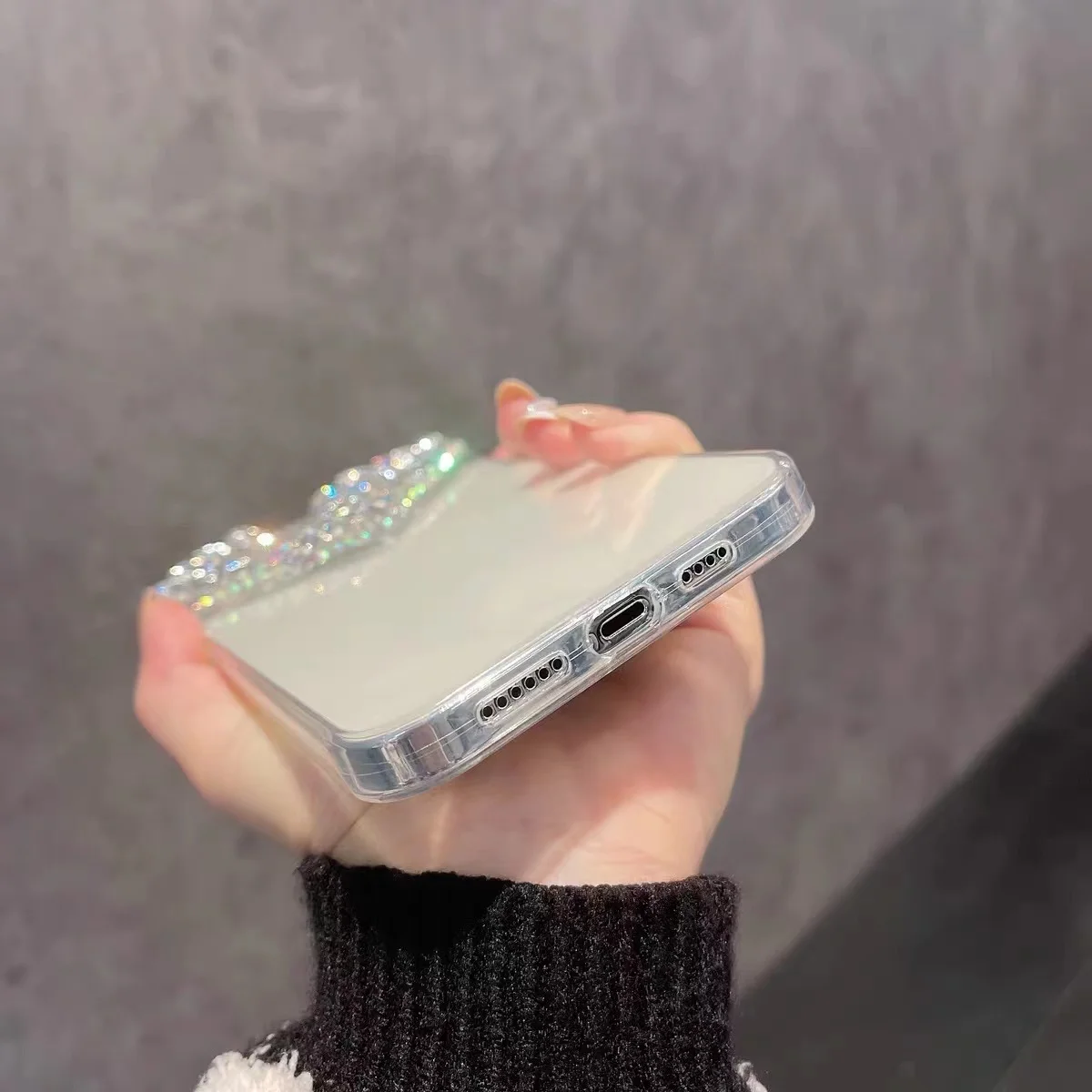 Diamond Case For iPhone16 15 14 13 12 11 Pro Max X XS XR 7 8 Plus Clear Soft Cover Rhinestone Love Shape Camera Protection Shell