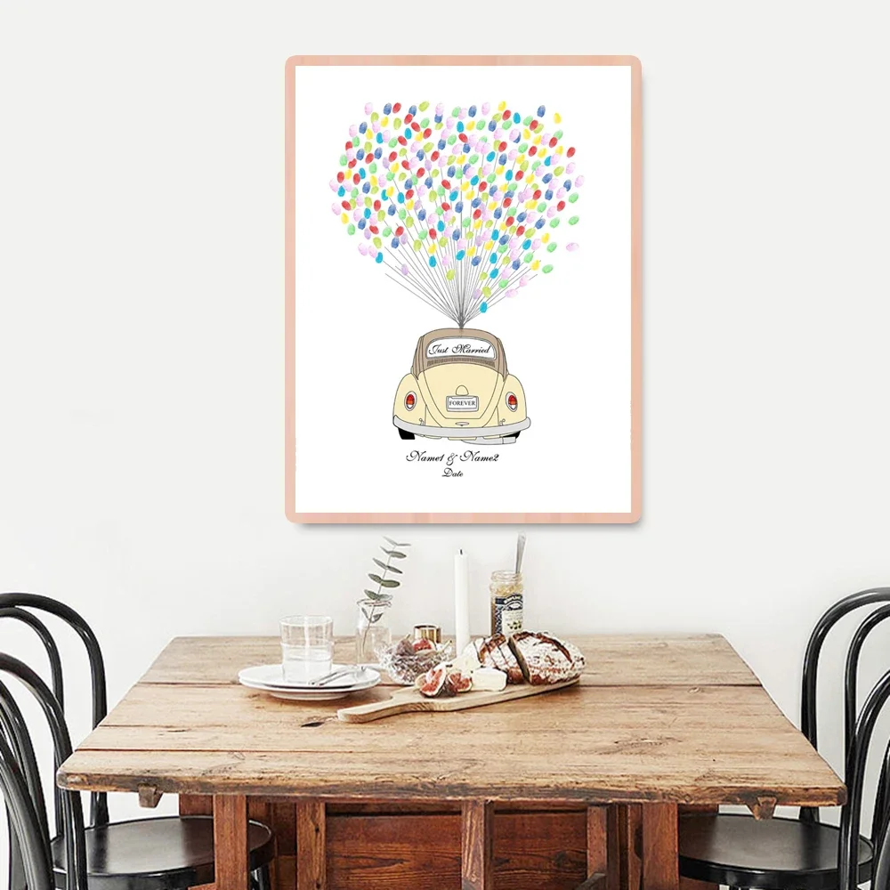 Personalized Wedding Guest Book Cartoon Beetle Car Alternatives Canvas Fingerprint Tree Painting Party Souvenir Wedding Gift