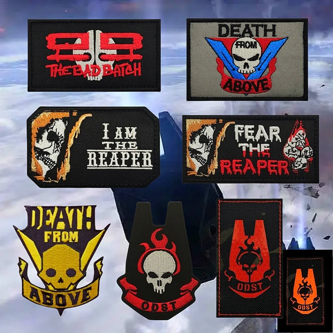 Hallo Odst Game Peripherie Stickerei Patches fürchten die Schnitter Moral Abzeichen taktische Armbinde Klett Patches Rucksack Aufkleber