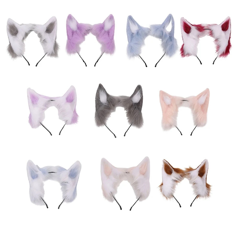 

Animal Ears Hair Hoop Plush Handmade Headdress Cosplay Halloween Party Headband