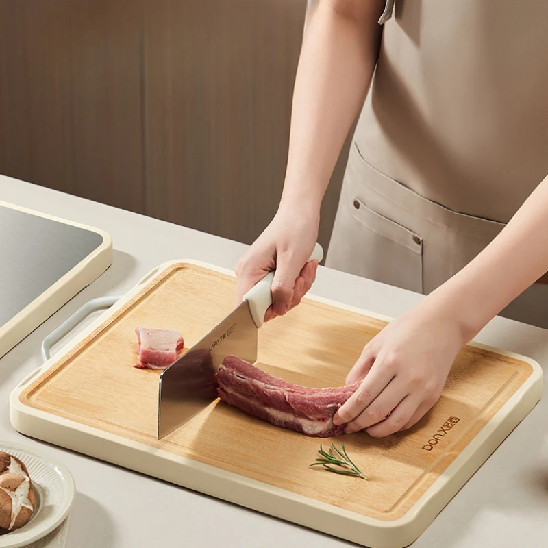 Double-Sided Meat Cutting Board Large Size Kitchen Chopping Block Cutting Board Stainless Steel Rectangular For Raw Meat