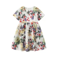 2024 Children Girls Casual Dress Floral Print Toddler Designer Clothes for Princess Party Fashion Elegant Keen-length Costume 5