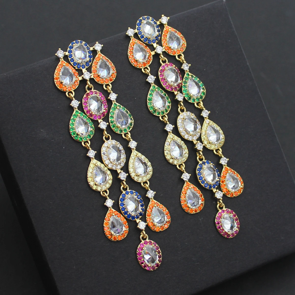 

Long Dangle Earrings for Women 2023 Fashion Cubic Zirconia Small Water Drop Tassel Earrings Bohemian Party Jewelry Female Gift