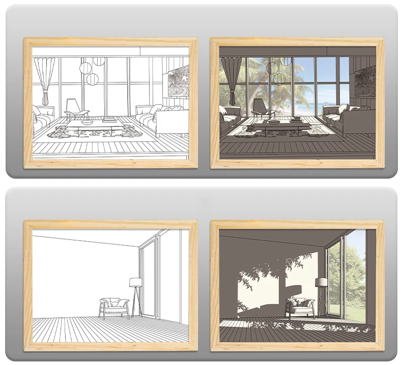 2023 INS Led Night Light Painting USB Plug Dimming Wall Artwork Table Lamp Gift Sunlight Window Wooden Photo Night Lamp Luminous