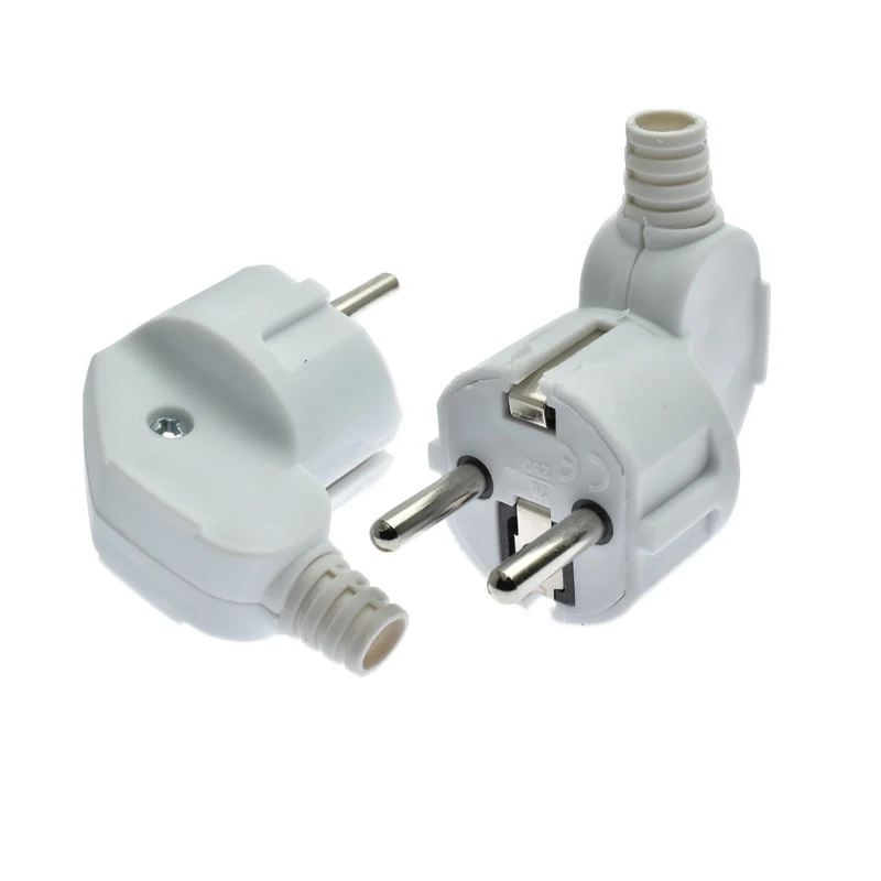 European Plug Replacement Adapter with 4.8mm Male Outlets - Rewireable Electric Socket for Power Extension Cables