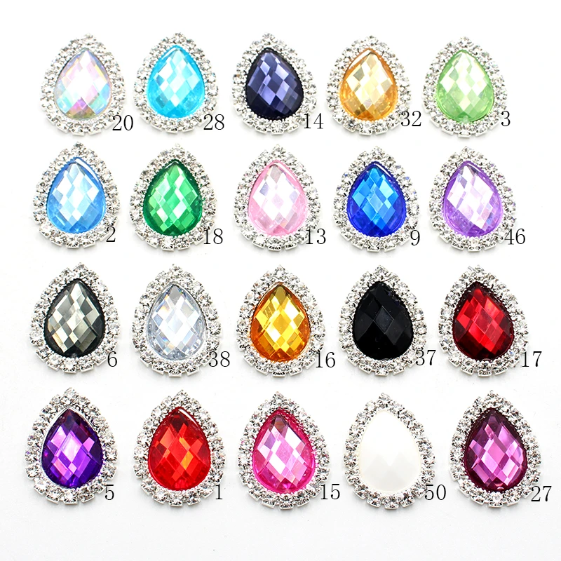 10 pieces/batch 27 * 20MM metal water drop acrylic diamond button Diy