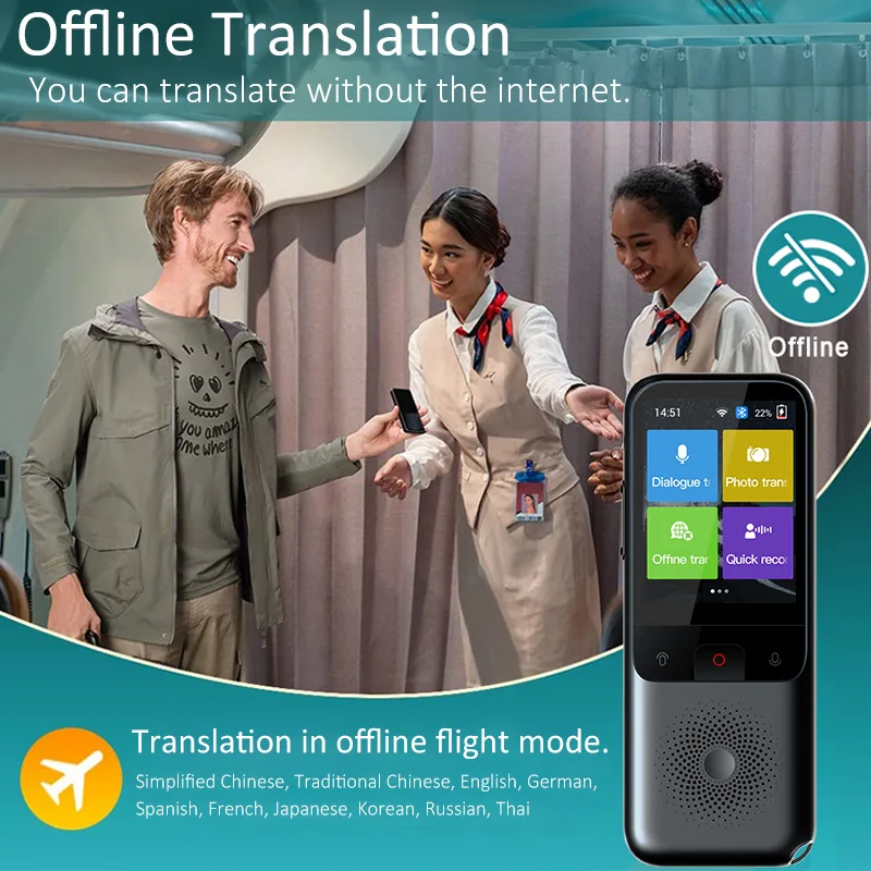 T11 Portable Smart Voice Translator 10 Countries Offline 138 Languages WIFI Photo Recording Translator Business Travel voice translator language translator